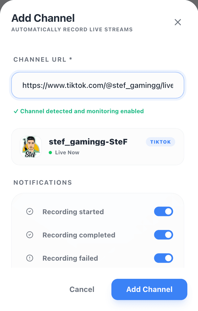 Step 2: Add a TikTok live room URL